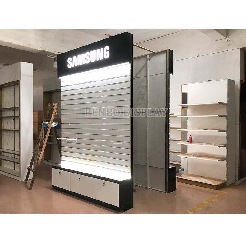 Estante de exhibición de vidri - Phone Accessories Shop Design reseña y precio