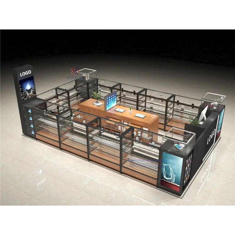 Exhibidores de Vidrio y Metal  - Phone Accessories Shop Design reseña y precio